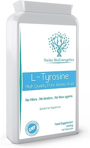 L-Tyrosine 500mg 120 Capsules - Pure Amino Acid with No Fillers or Binders or Flow Agents – an Amino Acid Nutritional Supplement Suitable for...