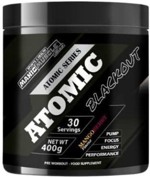 Manic Muscle Labs Atomic Blackout High Stimulant Pre-Workout Powder - Energy, Focus & Performance - Caffeine, Beta Alanine, Citrulline Malate,...