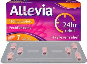 Allevia Hayfever Allergy Tablets, Prescription Strength 120mg Fexofenadine, 24hr Relief Acts Within 1 Hour, Including Sneezing, Watery Eyes, Itchy...