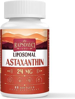 Liposomal Astaxanthin Supplement 24mg Per Serving, Powerful Antioxidant Formula Than VIT C, Eye & Immune Health Support, Superior Absorption (60...