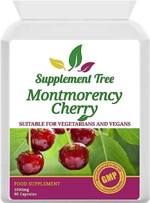 Montmorency Cherry Capsules 1500mg - 90 Vegan Capsules - High Strength Pure Freeze Dried Cherry Powder Extract - 3000mg Per Daily Serving - UK...