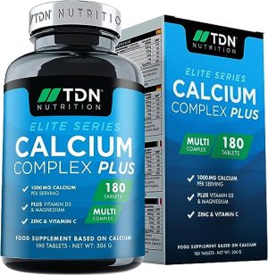 3 Months Supply - Calcium and Vitamin D - 180 Tablets - High Strength 1000mg Calcium Complex with Vitamin D3, Magnesium, Zinc and Vitamin C -...