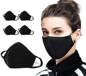 5 PCS Cotton Anti-dust Mouth Face_mask_Protect Cover Bandana Balaclavas, 2-Layer Unisex Reusable Fashion Washable Cover (Pack 5, Black) - UK SELLER