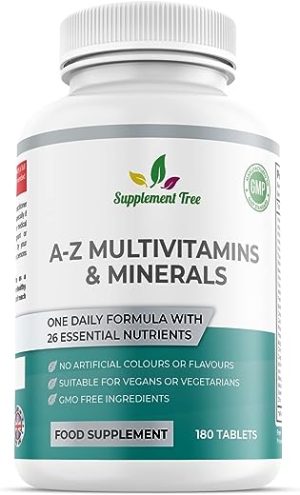 A-Z Multivitamins and Minerals Tablets - 180 Vegan Multivitamin Tablets (6 Months Supply) - One a Day 26 Nutrients Multivitamins and Multi Minerals...