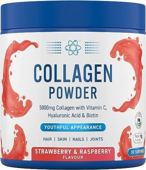 Applied Nutrition Collagen Powder - Strawberry & Raspberry Flavour - 5000mg Hydrolysed Bovine Flavoured Collagen Peptides with Vitamin C,...