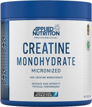 Applied Nutrition Creatine - Creatine Monohydrate Micronized Powder, Increases High-Intensity Physical Performance, Unflavoured (250g - 50 Servings)