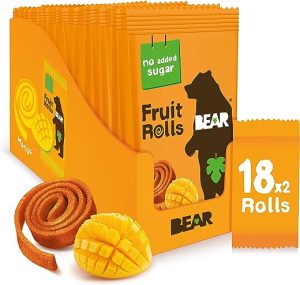 BEAR Mango Yoyos - Dried Fruit Rolls - Healthy Kids Snack - Vegan - 20g (18 packs)