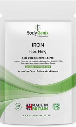 bodygenix iron 14mg tabs mineral supplement alleviate anemia sad relief