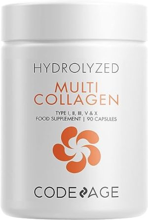 Codeage Multi Collagen Protein Capsules, Type I, II, III, V, X, Grass Fed & Hydrolyzed Collagen Pills Supplement, All in One Collagen, Bone Broth,...