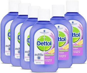 Dettol Antibacterial Disinfectant Liquid, Concentrated Cleaner, Kills 99.9% of Bacteria & Viruses, Lavender and Orange, Pack of 6 x 500ml, Total 3L