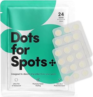 Dots for Spots Acne Patches - Pack of 24 Translucent Hydrocolloid Pimple Patch Spot Treatment Stickers for Face and Body - Fast-Acting, Vegan &...