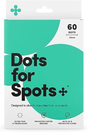 Dots for Spots Acne Patches - Pack of 60 Translucent Hydrocolloid Pimple Patch Spot Treatment Stickers for Face and Body - Fast-Acting, Vegan &...