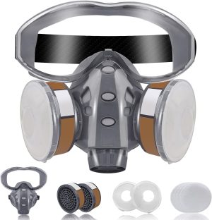 facemoon respirator mask gas mask safety face cover with 4 replaceable filter