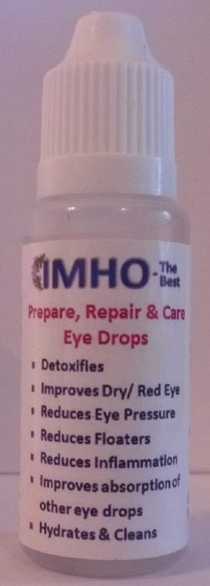 IMHO - Prepare, Repair and Care Eye Drops. 1 x 10 ml (0.35oz) Bottle. Reduce floaters, red Eye, Dry Eye & Eye Pressure. Sharpen Vision. Improve The...