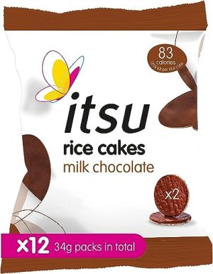 Itsu Milk Chocolate Rice Cakes Healthy Snack, 34 g, Pack of 12