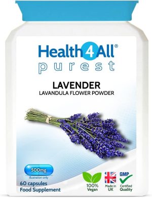 Lavender 500mg 60 Capsules (V) .(not Tablets or Oil) Purest- no additives. Vegan Capsules for Anxiety, Relaxation and Sleep. Made in The UK by...