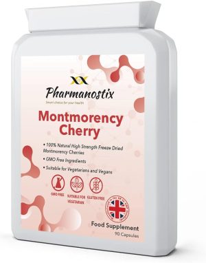 Montmorency Cherry - 90 Vegan Capsules - 3000mg Daily Serving of High Strength Freeze Dried- with Natural Vitamin A, C, B6 and E- Manufactured in...