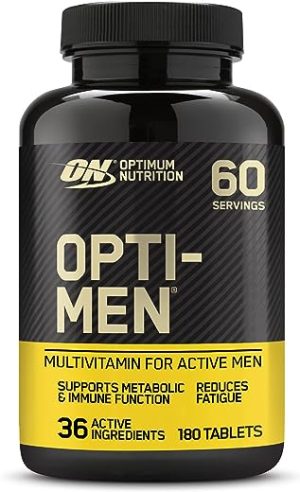 Optimum Nutrition Opti-Men Multi-Vitamin Supplements for Men with Vitamin D, Vitamin C, Vitamin B6 and Amino Acids, Unflavoured, 60 Servings, 180...