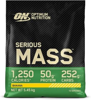 Optimum Nutrition Serious Mass Protein Powder High Calorie Weight Gainer with 25 Vitamins and Minerals, Creatine Monohydrate and Glutamine, Banana...