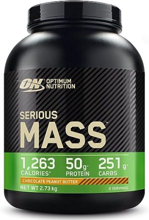 Optimum Nutrition Serious Mass Protein Powder High Calorie Weight Gainer with 25 Vitamins and Minerals, Creatine and Glutamine, Chocolate Peanut...