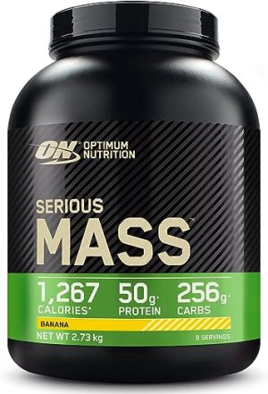 Optimum Nutrition Serious Mass Protein Powder High Calorie Weight Gainer with 25 Vitamins and Minerals, Creatine Monohydrate and Glutamine, Banana...