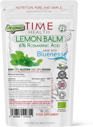 organic lemon balm leaf extract clinically proven brand bluenesse 60