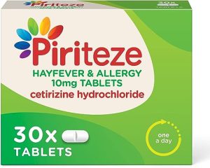 Piriteze Antihistamine Allergy Relief Tablets, Cetirizine, Hay Fever Tablets - Pack of 30