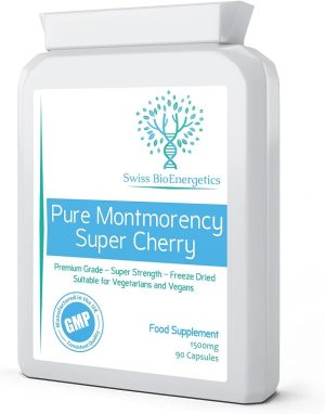 Pure Montmorency Super Cherry 1500mg 90 Capsules - High Strength Freeze Dried - 100% Natural High Strength Freeze Dried Montmorency Cherries with...