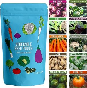 Scott & Co. Vegetable Seeds Variety Pack, UK Veg Indoor and Outdoor Planting, Carrot, Broccoli, Onion, Tomato, Aubergine, Cabbage, Parsnip, Sprout,...