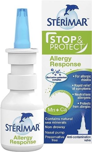 Sterimar Stop & Protect Allergy Response- 100% Natural Sea Water Based Nasal Spray with Added Manganese and Calcium- 20 ml Can