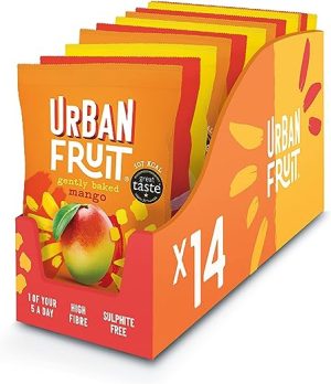 URBAN FRUIT Mango, Pineapple and Strawberry Variety Pack - Tropical Mixed Case - Gently Baked Fruit - Healthy Vegan Snack - 14 x 35g