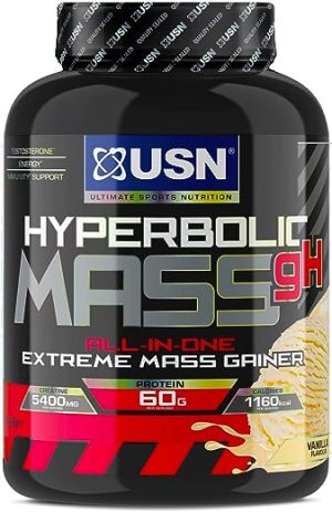 USN Hyperbolic Mass Vanilla 2kg: High Calorie Mass Gainer Protein Powder for Fast Muscle Mass—Weight Gainer, With Added Creatine and Vitamins