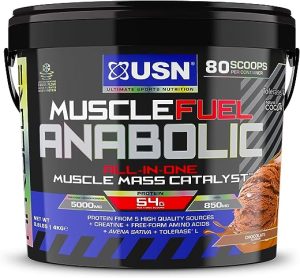 USN Muscle Fuel Anabolic Chocolate All-in-one Protein Powder Shake (4kg): Workout-Boosting, Anabolic Protein Powder for Muscle Gain - New Improved...