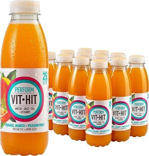 VIT HIT PERFORM - 12 x Orange + Mango + Passionfruit + Matcha Tea + Amino Acids | Vegan, Low Sugar, Low Calories, Vitamin Drink | 100% RDA of 8...