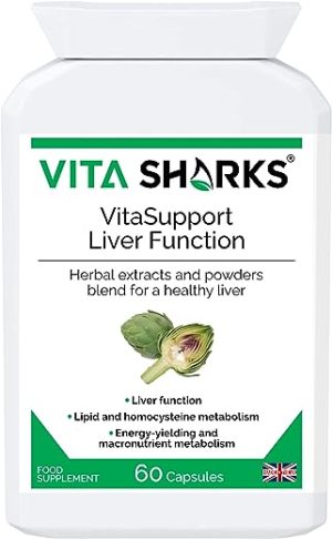 VitaSupport 60 Essential Liver Support & Cleanse. Potent, Kosher, Vegetarian & Natural Toxin Flush & Detox Formula with Biotin & Choline for Lipid...