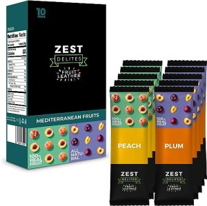 Zest Delites Fruit Roll Ups Mediterranean, Fruit Leather Snacks, Gluten Free Sweets, Vegan Sweets, Healthy Snacks, 28g Pack of 10, Fruit Roll Ups,...