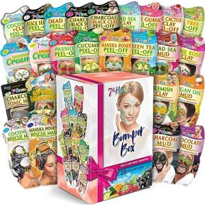 7th Heaven Bumper Box Face Mask Gift Set – Contains a Variety of 25 Cleansing, Pampering Hair and Face Masks