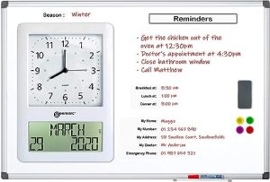 Geemarc VISO MEMODAY - Reminder Board with Integrated Atomic Radio Day Clock the Viso 50 - Ideal For People Living With Dementia/Alzheimer's -...