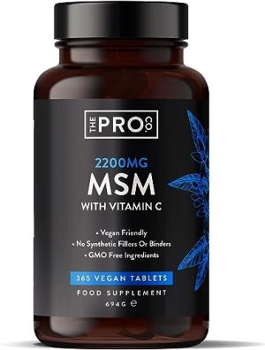 MSM Tablets 2200mg - 365 Vegan Tablets - for Improved Bone & Joint Health - MSM Supplement with 80g Vitamin C - for Normal Collagen Formation of...