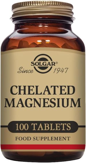 Solgar Chelated Magnesium - Supports Muscle & Nervous System - Mind Balance - Energy Release & Reduces Tiredness - 100 Tablets